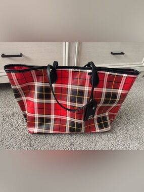 Steve Madden Red Plaid Travel Bag with mini clutch